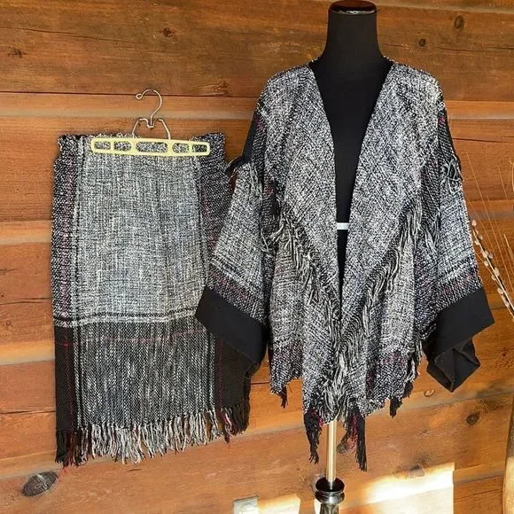 Judi Gaston Hand Woven Contemporary Fibers Fabric Art Skirt & Blazer Set - Picture 1 of 16